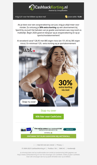 30% korting op een SportCity lidmaatschap via Just