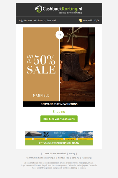 Tot 50% korting bij Manfield