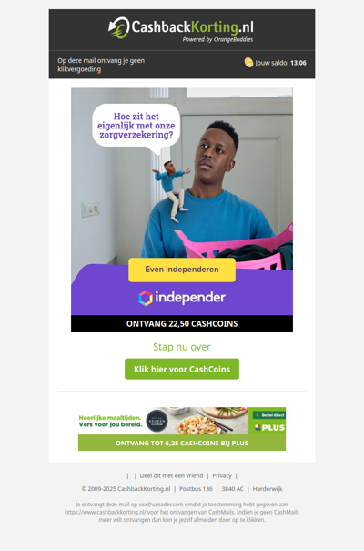 22,50 CashCoins op jouw zorgverzekering
