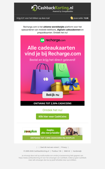 Shop je digitale cadeaubonnen met CashCoins!
