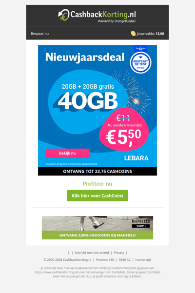 6 maanden 50% korting bij Lebara!