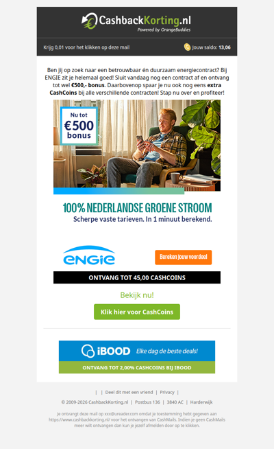 Tot 500 EUR bonus bij Engie!