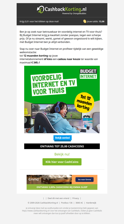 Tot 12 maanden korting op Internet en TV