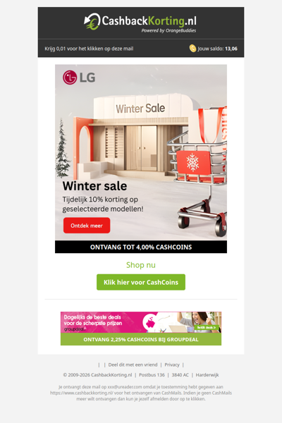 10% korting tijdens de Winter Sale bij LG!