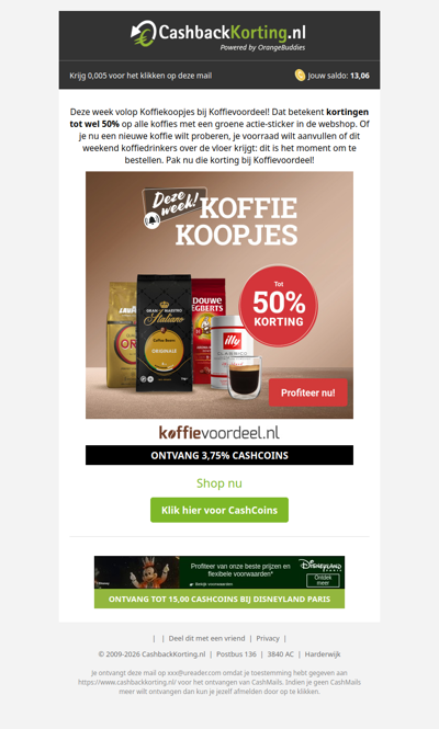 Tot 50% korting bij Koffievoordeel!