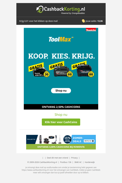 Gratis Cadeau bij Toolmax!