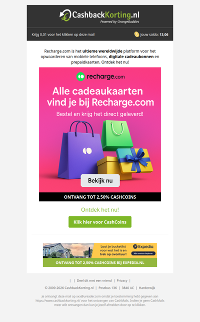 Shop je digitale cadeaubonnen met CashCoins!