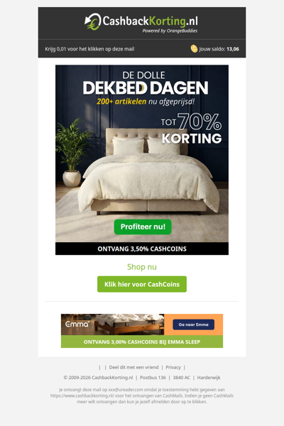 Tot 70% korting bij Dekbed-Discounter!