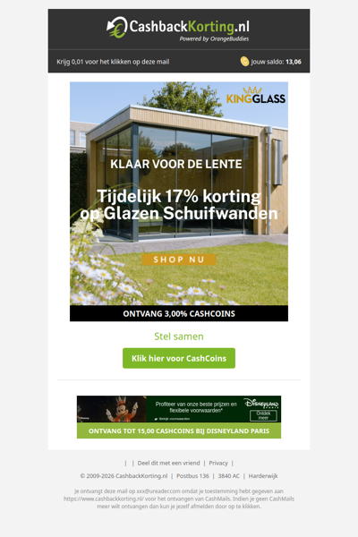 Klaar voor de lente: nu 17% korting op glazen schuifwanden