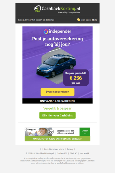 Bespaar gemiddeld 256 EUR op jouw autoverzekering