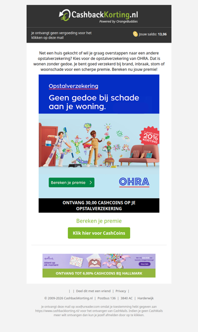 1 jaar lang 20% korting op je opstalverzekering!