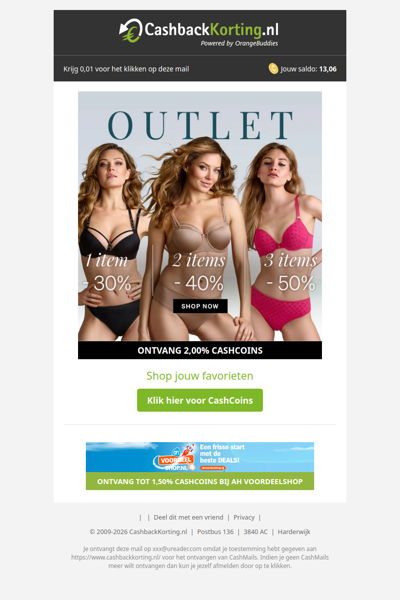 Ontvang tot 50% korting in de outlet van Marlies Dekkers!