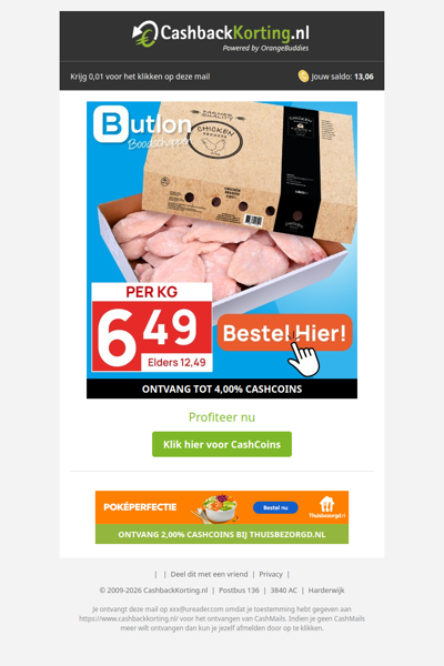 Dagknaller: kipfilet voor slechts 6,49 EUR bij Butlon!