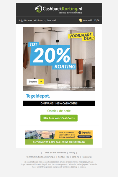 Voorjaarsdeals bij Tegeldepot: ontvang tot 20% korting