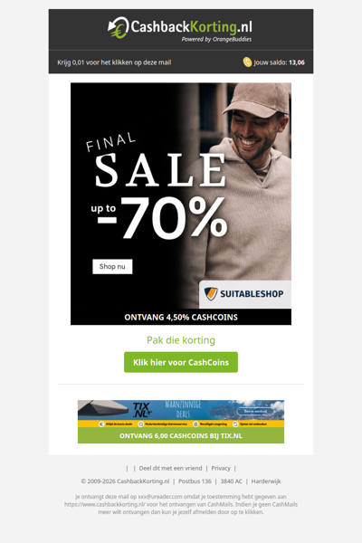 Final Sale met kortingen tot 70% bij Suitableshop