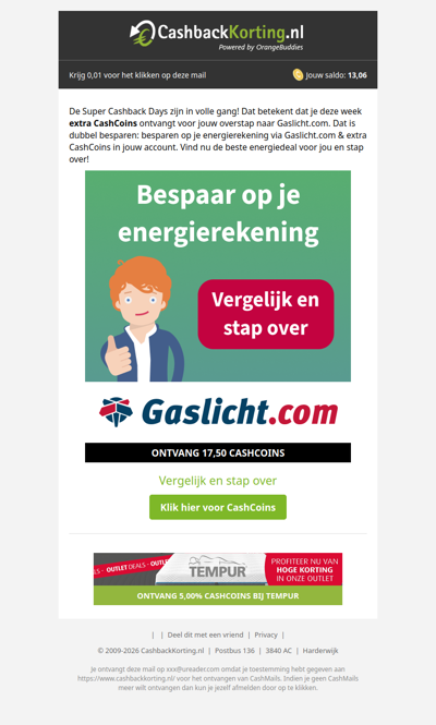 Bespaar op je energierekening + EXTRA CashCoins