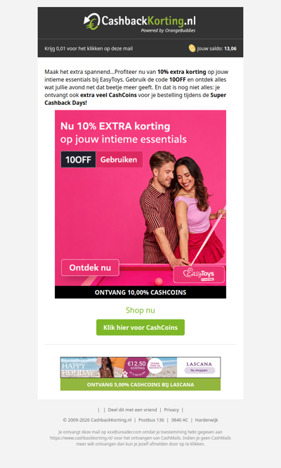 10% extra korting op intieme essentials bij EasyToys