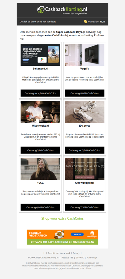 6 nieuwe Super Cashback Days deals voor jou!