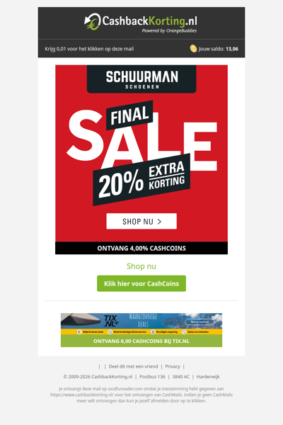 FINAL SALE! 20% extra korting bij Schuurman Schoenen