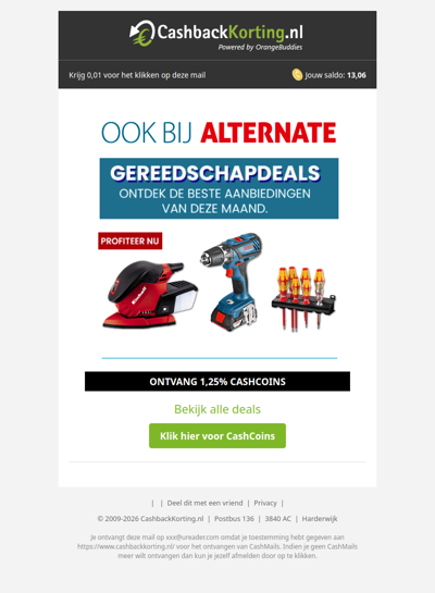 Profiteer van gereedschapsdeals bij ALTERNATE