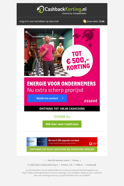 Energie voor ondernemers nu met 500 EUR korting