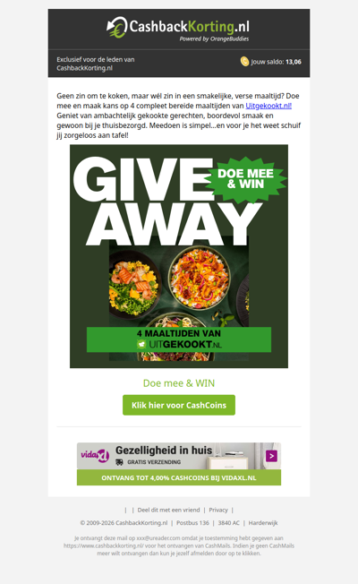 Doe mee & win 4 maaltijden van Uitgekookt.nl!