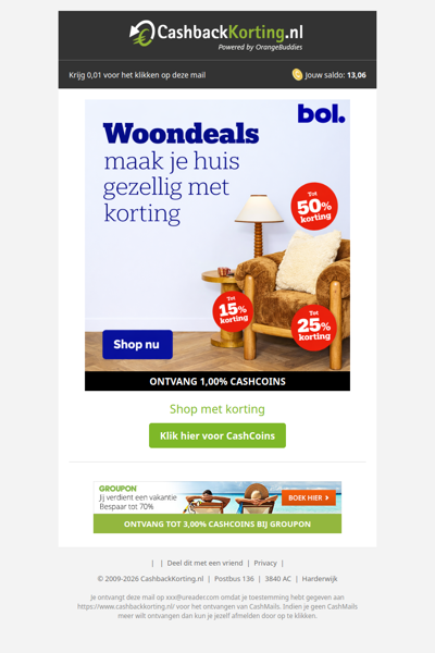 Woondeals met tot 50% korting bij bol.
