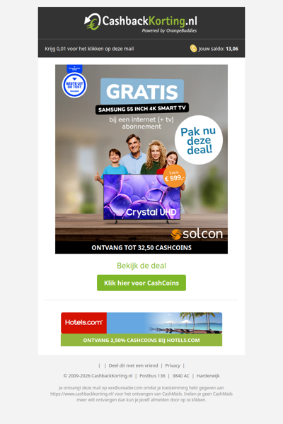 Gratis Samsung 55 inch Smart TV t.w.v. 599 EUR!