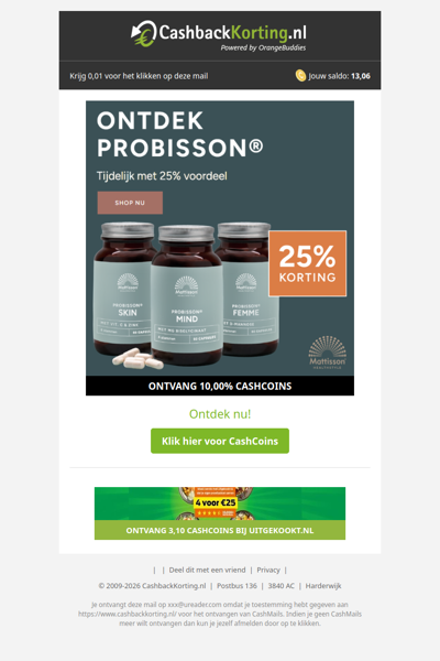 Tijdelijk 25% voordeel op Probisson bij Mattisson