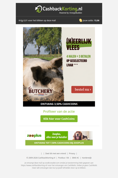 (H)eerlijk vlees nu 4 halen = 3 betalen!