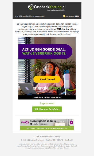 Pak die energiedeal met tot 240 EUR korting