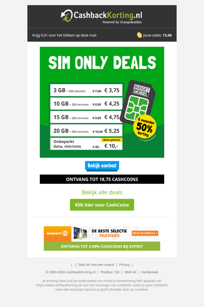 Sim Only Deals: 6 maanden lang 50% korting