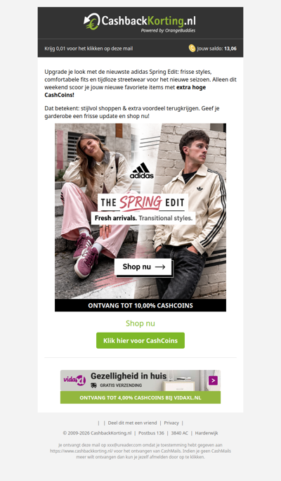 Alleen dit weekend verhoogde CashCoins bij adidas!