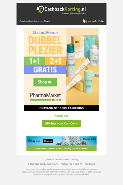 Dubbel plezier: 1+1 en 2+1 gratis bij PharmaMarket