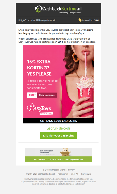 Scoor tot 15% extra korting bij EasyToys