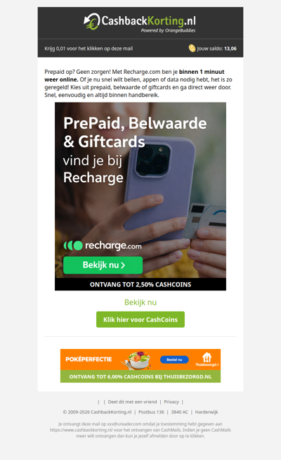 Prepaid op? Binnen 1 minuut weer online!