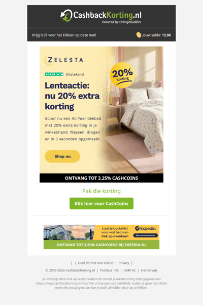 Lenteactie: nu 20% extra korting bij Zelesta!