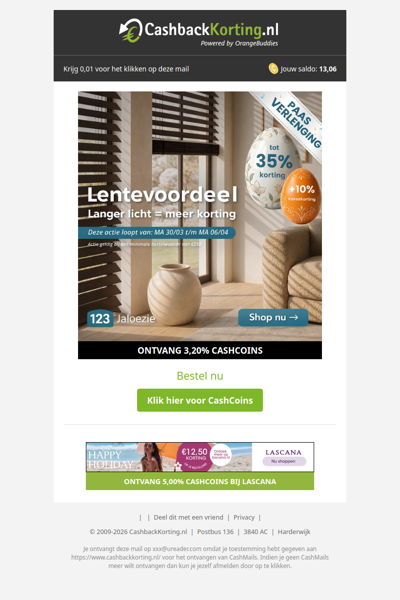 Lentevoordeel: tot 35% korting + 10% EXTRA kassakorting