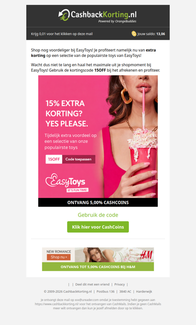 Scoor tot 15% extra korting bij EasyToys