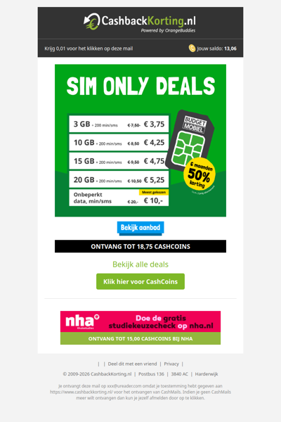 Sim Only Deals: 6 maanden lang 50% korting