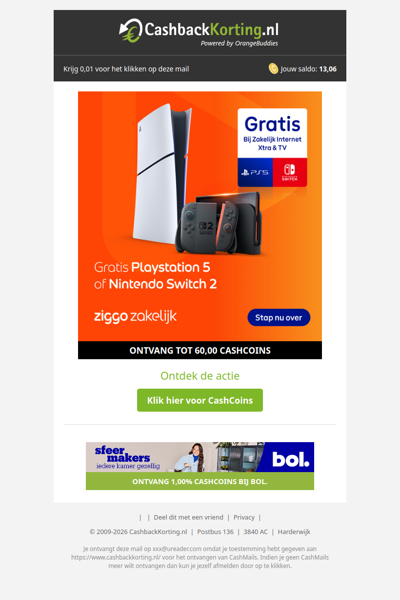 Gratis Playstation 5 of Nintendo Switch 2 bij Ziggo Zakelijk