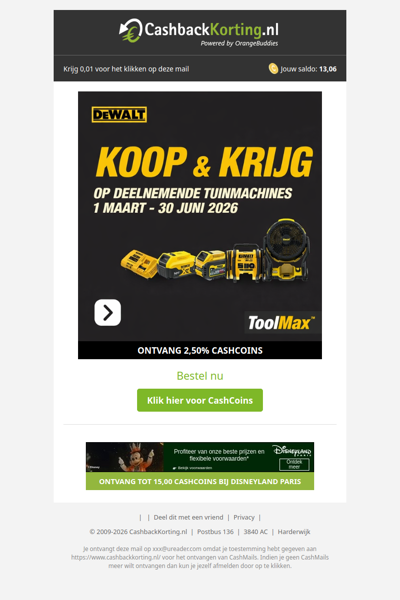 Een cadeau bij deelnemende tuinmachines bij ToolMax!