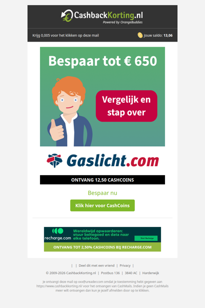 Bespaar tot 650 EUR op je energierekening