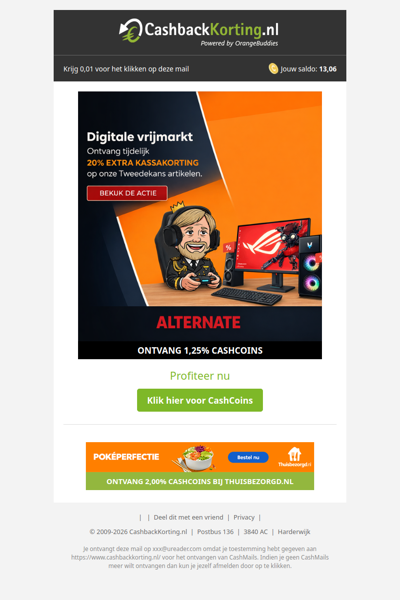 Digitale vrijmarkt: 20% extra kassakorting bij ALTERNATE