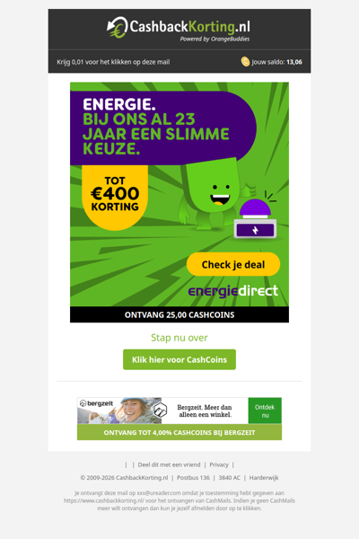 Pak die energiedeal met tot 400 EUR korting