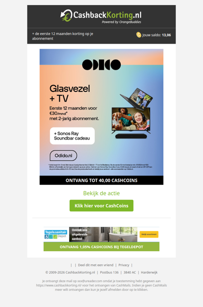 Sonos Ray Soundbar cadeau t.w.v. 229 EUR bij Odido Thuis