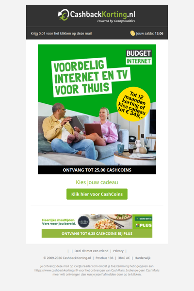 Tot 12 maanden korting of kies cadeau tot 349 EUR