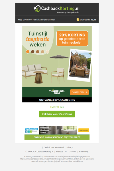 Tuinstijl Inspiratie Weken: ontvang 20% korting op tuinmeubelen