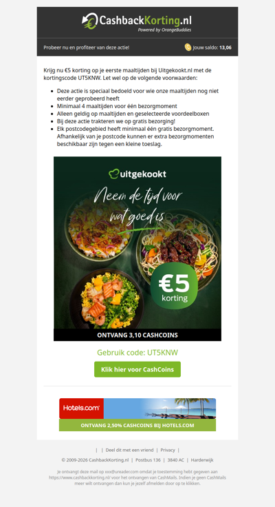 Ontdek Uitgekookt.nl en profiteer van 5 EUR voordeel