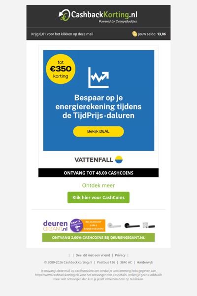 Bespaar tot 350 EUR op je energiekosten